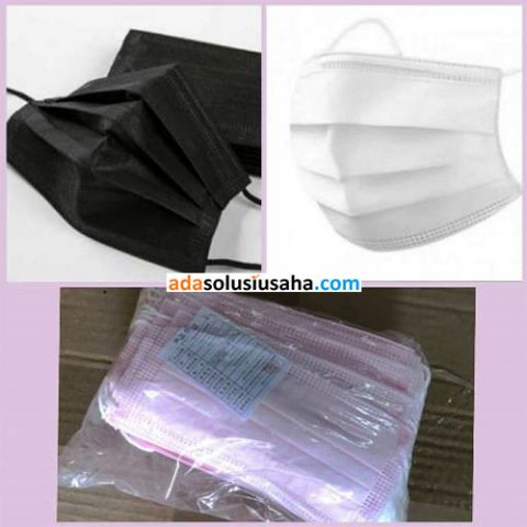 masker 3 ply 3ply standard medis warna hitam hijau putih pink